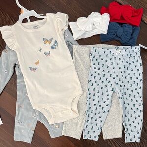 Carter's Butterfly Print Onesie, Pants and Headband Set